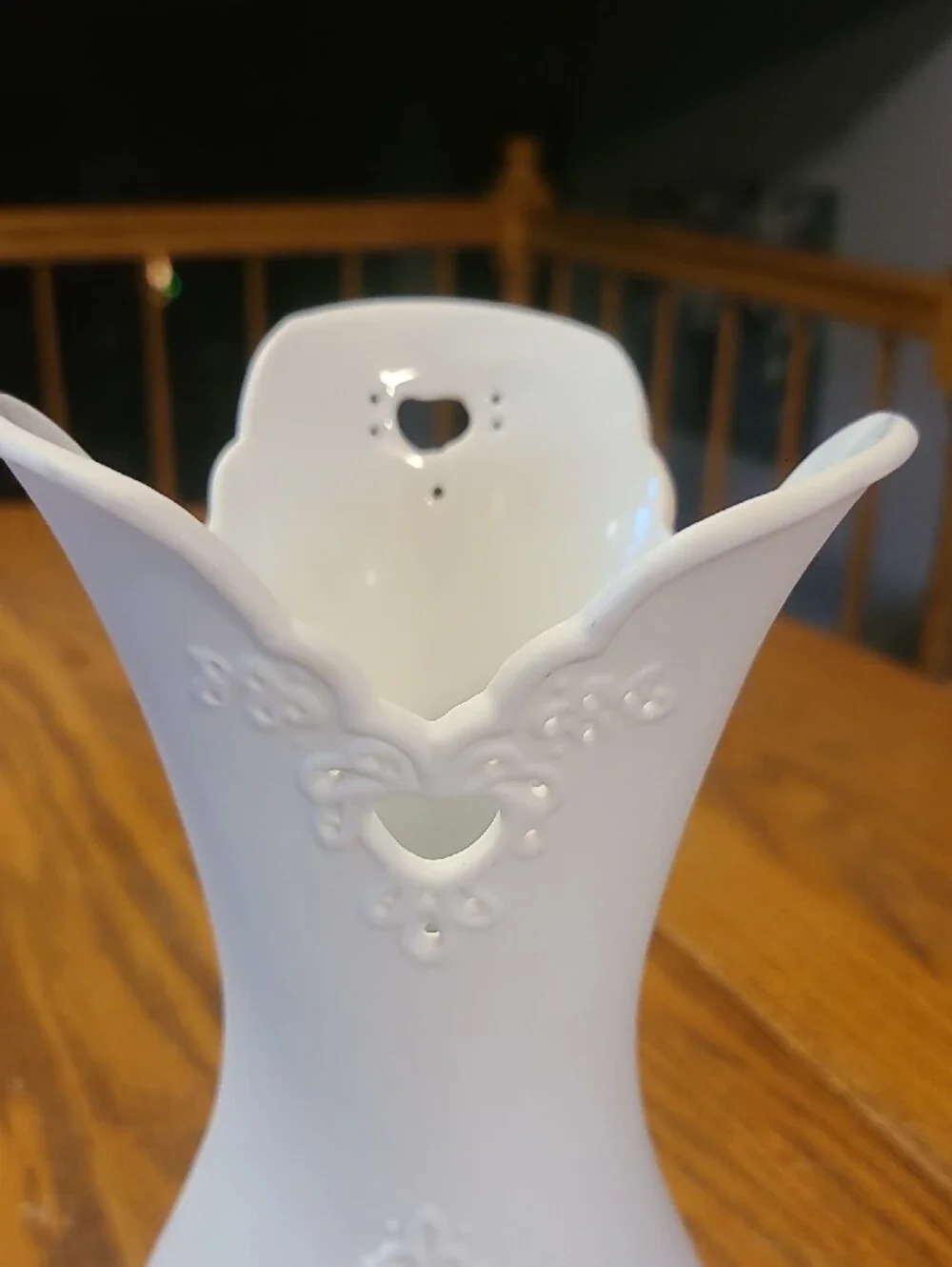Precious Moments White and Pink Porcelain Vase with Girl Motif